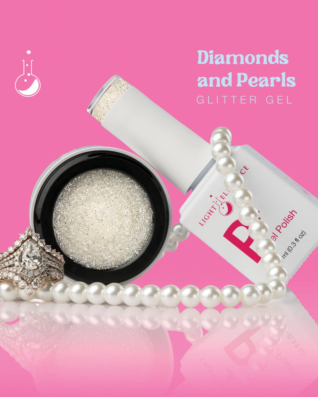 P+ Diamonds and Pearls Glitter Gel Polish 10 ml